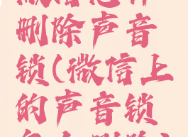 微信怎样删除声音锁(微信上的声音锁怎么删除)
