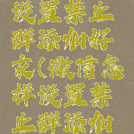 微信怎样设置禁止群添加好友(微信怎样设置禁止群添加好友权限)