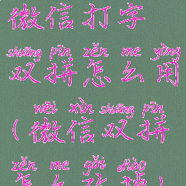 微信打字双拼怎么用(微信双拼怎么改掉)