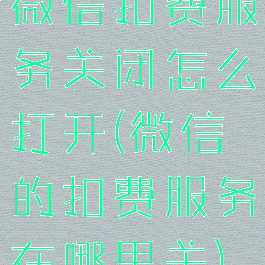 微信扣费服务关闭怎么打开(微信的扣费服务在哪里关)
