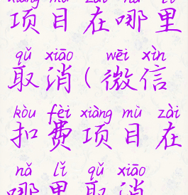 微信扣费项目在哪里取消(微信扣费项目在哪里取消绑定)