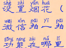 微信拍一拍功能在哪里设置烟花(微信拍一拍功能在哪里设置烟花视频)