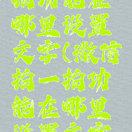 微信拍一拍功能在哪里设置文字(微信拍一拍功能在哪里设置文字字数)