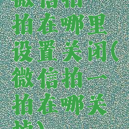 微信拍一拍在哪里设置关闭(微信拍一拍在哪关掉)