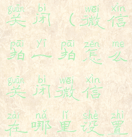 微信拍一拍在哪里设置关闭(微信拍一拍怎么关闭微信在哪里设置关掉拍一拍功能)