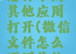 微信文件怎样不用其他应用打开(微信文件怎么不用其他应用打开)