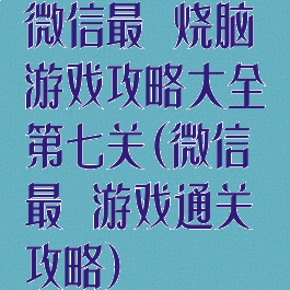 微信最囧烧脑游戏攻略大全第七关(微信最囧游戏通关攻略)