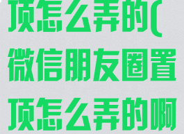 微信朋友圈置顶怎么弄的(微信朋友圈置顶怎么弄的啊)