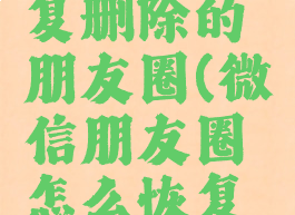 微信朋友圈怎么恢复删除的朋友圈(微信朋友圈怎么恢复删除的朋友圈安卓)