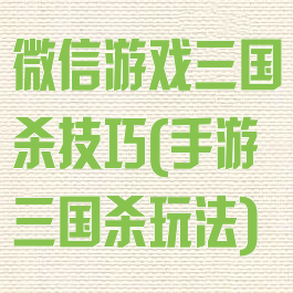 微信游戏三国杀技巧(手游三国杀玩法)