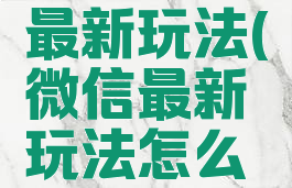 微信游戏最新玩法(微信最新玩法怎么玩)