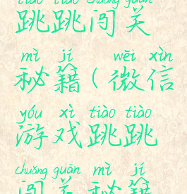 微信游戏跳跳闯关秘籍(微信游戏跳跳闯关秘籍怎么用)