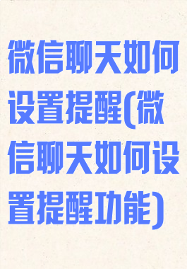 微信聊天如何设置提醒(微信聊天如何设置提醒功能)