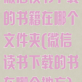 微信读书下载的书籍在哪个文件夹(微信读书下载的书在哪个地方)