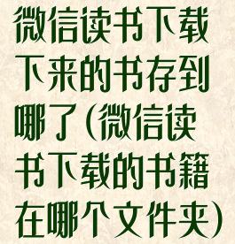 微信读书下载下来的书存到哪了(微信读书下载的书籍在哪个文件夹)