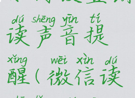 微信读书如何设置朗读声音提醒(微信读书朗读功能)