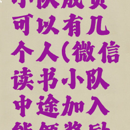 微信读书小队成员可以有几个人(微信读书小队中途加入能领奖励吗)