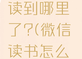 微信读书怎么记录读到哪里了?(微信读书怎么记录读到哪里了呢)