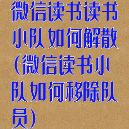 微信读书读书小队如何解散(微信读书小队如何移除队员)