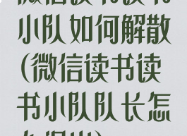 微信读书读书小队如何解散(微信读书读书小队队长怎么退出)