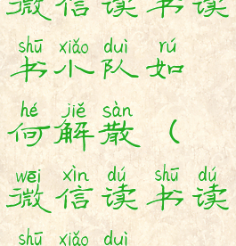 微信读书读书小队如何解散(微信读书读书小队)