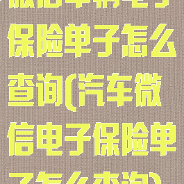 微信车辆电子保险单子怎么查询(汽车微信电子保险单子怎么查询)