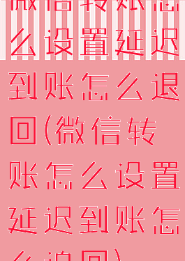 微信转账怎么设置延迟到账怎么退回(微信转账怎么设置延迟到账怎么追回)