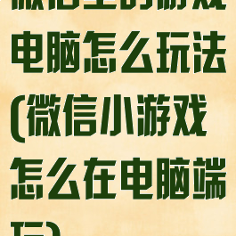 微信里的游戏电脑怎么玩法(微信小游戏怎么在电脑端玩)