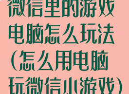 微信里的游戏电脑怎么玩法(怎么用电脑玩微信小游戏)