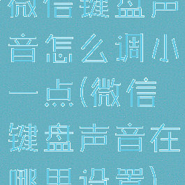 微信键盘声音怎么调小一点(微信键盘声音在哪里设置)