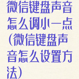 微信键盘声音怎么调小一点(微信键盘声音怎么设置方法)