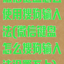 微信键盘怎么使用搜狗输入法(微信键盘怎么搜狗输入法设置不上)