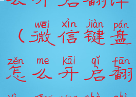 微信键盘怎么开启翻译(微信键盘怎么开启翻译功能设置)