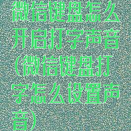 微信键盘怎么开启打字声音(微信键盘打字怎么设置声音)