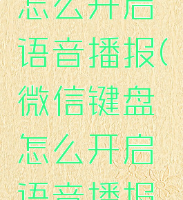 微信键盘怎么开启语音播报(微信键盘怎么开启语音播报模式)