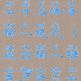 微信键盘怎么开启语音输入模式(微信输入键盘声音怎么开)