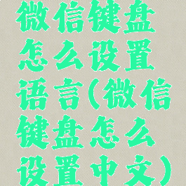 微信键盘怎么设置语言(微信键盘怎么设置中文)