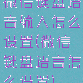 微信键盘语音输入怎么设置(微信键盘语言怎么设置)