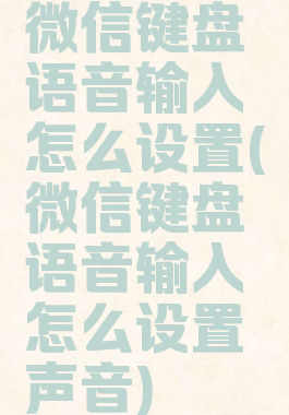 微信键盘语音输入怎么设置(微信键盘语音输入怎么设置声音)