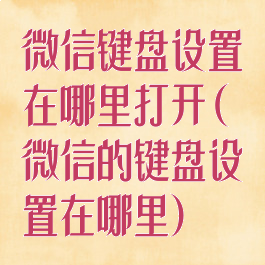 微信键盘设置在哪里打开(微信的键盘设置在哪里)