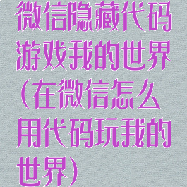 微信隐藏代码游戏我的世界(在微信怎么用代码玩我的世界)