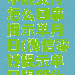 微信零钱不能支付怎么回事提示单月日(微信零钱提示单日限额什么意思)