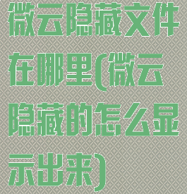 微云隐藏文件在哪里(微云隐藏的怎么显示出来)