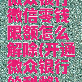 微众银行微信零钱限额怎么解除(开通微众银行的利弊)