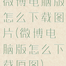 微博电脑版怎么下载图片(微博电脑版怎么下载原图)