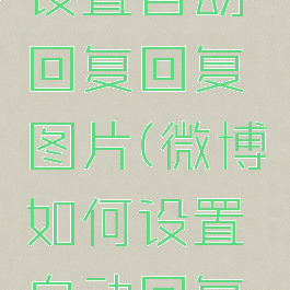 微博如何设置自动回复回复图片(微博如何设置自动回复内容)