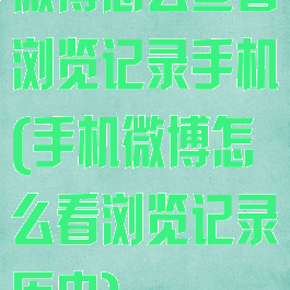 微博怎么查看浏览记录手机(手机微博怎么看浏览记录历史)