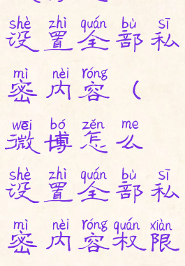 微博怎么设置全部私密内容(微博怎么设置全部私密内容权限)