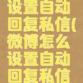微博怎么设置自动回复私信(微博怎么设置自动回复私信功能)