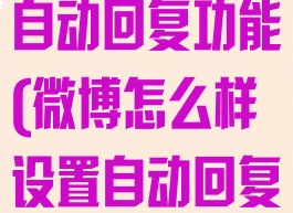 微博怎么设置自动回复功能(微博怎么样设置自动回复消息)